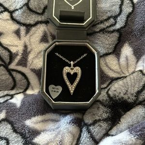 NWT Brighton Bella Mia Necklace Pave Crystals Heart Pendant Reversible Retired
